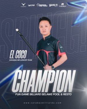 Influencer Team Carabao, El Coco Buktikan Diri dengan Raih Juara di Fun Game Billiard Selawe Pool & Resto