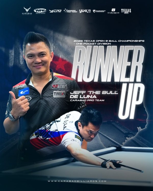 Jeff De Luna Tembus Final Texas Open One Pocket, The Bull Sukses Amankan Posisi Runner-Up
