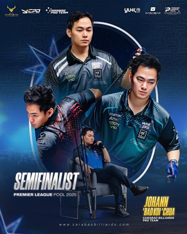 Performa Konsisten Antar Johann Chua ke Semifinal Premier League Pool 2025