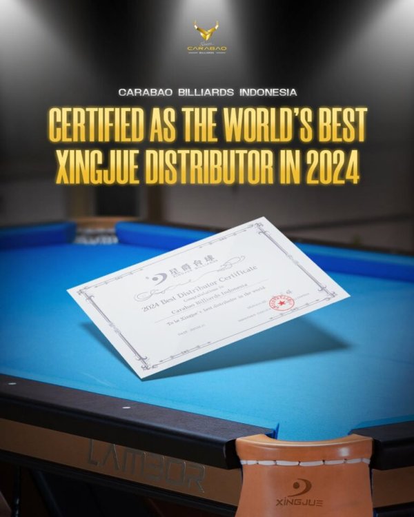 Carabao Billiards Indonesia Dinobatkan Sebagai Distributor Xingjue Terbaik Dunia 2024